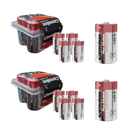 Camelion D 1.5V Plus Alkaline Plastic Tub 8 Count8pk LR20-PB4-CB2